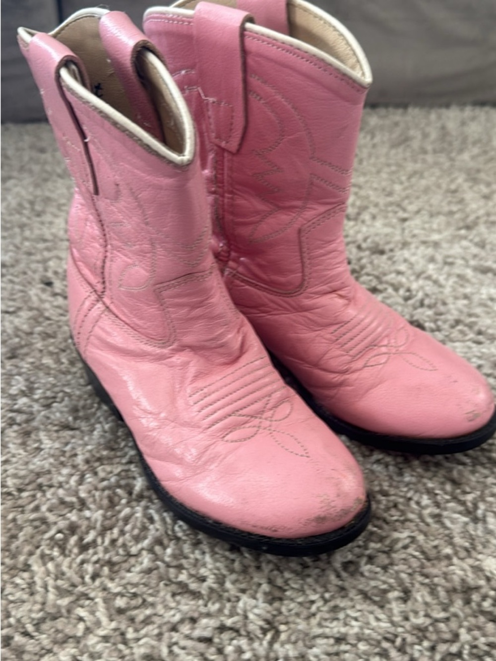 Old West Pink Kids Western Cowboy Boot - Picture 2 of 5